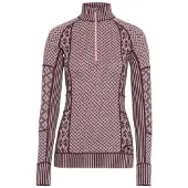 Kari Traa - Dames thermokleding - Smekker Half Zip Baselayer Cocoa Powder voor Dames van Wol - Maat L - Roze