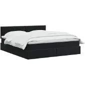 vidaXL - Opbergbed - met - hoofdeinde - Zwart - 160 - x - 200 - cm - Fluweel