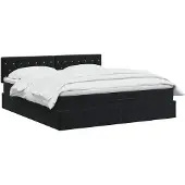 vidaXL Ottoman bed met matras Zwart 140 x 200 cm Fluweel
