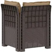 vidaXL Eén-zits Tuin Sofa met Kussens Rieten Look PP Lichtgrijs