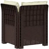 vidaXL Eén-zits Tuin Sofa met Kussens Rieten Look PP Bruin