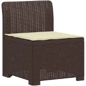 vidaXL Eén-zits Tuin Sofa met Kussen Rieten Look PP Bruin