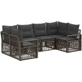 vidaXL Tuinset met 6 zitplaatsen, grijs, polyrotan