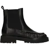 Manfield Zwarte leren chelsea boots | Maat 38