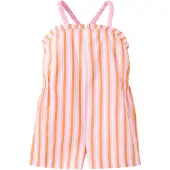 Mango gestreepte playsuit - roze Meisjes Katoen Vierkante hals Streep - maat 110