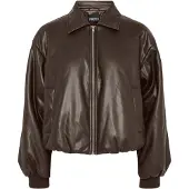 Pieces Pclara Gewatteerd Gecoat Bomberjack Dames Bruin L