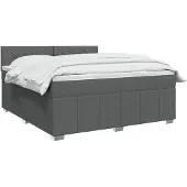 vidaXL Boxspringbed met matras, donkergrijs, 180 x 200 cm, gestoffeerd