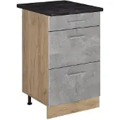 Vicco Keukenonderkast R-Line, Beton/Goudkleurig Eiken, 50 cm antraciet werkblad
