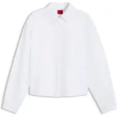 HUGO Dames Blouse Endeka wit (36), Casual, Katoen, Lange mouwen 50572062