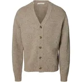 Selected Gebreid vest 'SLHCODY' donkerbeige