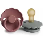 Frigg Daisy Kauçuk Speen 2-Pack - Frans Grijs/Woodchick (0-6m)