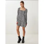 Happiness İstanbul Leopardprint A-lijn Mini-jurk met Strikdetail