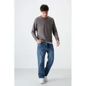 Tommy Life Heren Effen Rundhals Sweatshirt