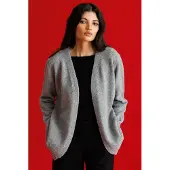 MixRay Oversized Geribbelde Brei Cardigan