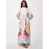 MSN Collection Bloemen A-lijn Maxi Jurk