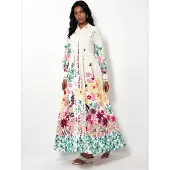 MSN Collection Bloemen A-lijn Maxi Jurk