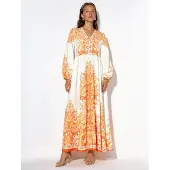 MSN Collection Paisley A-lijn Maxi-Jurk met Strikriem