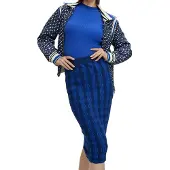 BOSS Midi-rok met patroon voor dames (Blauw/Zwart)