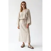 MixRay Dames Effen Textuur Maxi Jurk Met Strikdetail