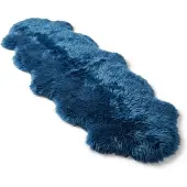 Infinity Leather Echte schapenvacht diamantblauw Dubbele Natuurlijke Pluizige Zijdezachte Echte Wollen Tapijt