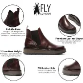 Fly london Womens Wine Chelsea Leather Ankle Boots - RAWI131