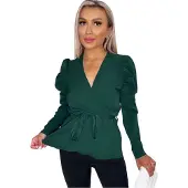 Ax Paris Dames/Dames Puff Sleeve Wrap Top met ceintuur (Teal)