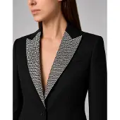 Philipp Plein Single Breasted Fit Blazer Crystal Strass