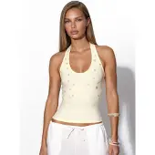 Busem Geborduurde Slim-Fit Mouwloze Blouse