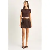 Bianco Hoge Taille Mini Skort Met RIem