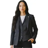 TruClothing Dames zwarte visgraat wollen tweed blazer vest 2-delig set - WS-1