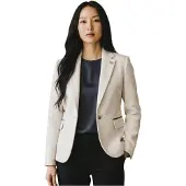 TruClothing Dames crèmekleurige wollen tweed visgraat-ruitje blazer - WS-1