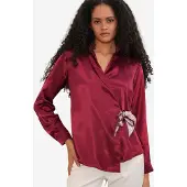 Bigdart Vrouwen Satin Strik-Voorkant Shirt