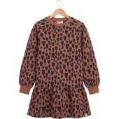 LOOXS little sweatjurk met panterprint - bruin Meisjes Stretchkatoen Ronde hals - maat 122