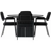 Ebuy24 Yesterday eethoek eettafel met uitschuifbare functie zwart 4 stoelen bouclé zwart.