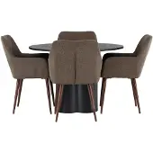Ebuy24 Olivia eethoek eettafel zwart 4 stoelen bruin.