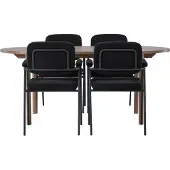 Ebuy24 Andy eethoek eettafel naturel 4 stoelen bouclé zwart.