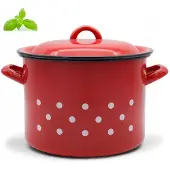 Tragar Traditionele Emaille Pan 18cm Rood 3.3L met Deksel