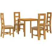 vidaXL Eetkamerset 5 st Beige Massief Eikenhout