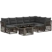 vidaXL Tuinbank Set 10 st Grijs poly rattan