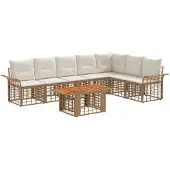 vidaXL Tuinbank Set 8 st Natuurlijk en Crème Wit poly rattan