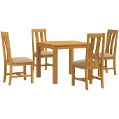 vidaXL Eetkamerset 5 st Beige Massief Eikenhout