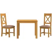 vidaXL Eetset, 3 stuks, grijs, massief eikenhout
