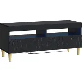 vidaXL 3-delig LED TV-meubel DELFT, zwart, houtvezel