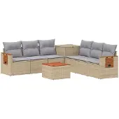 vidaXL Bankstel 8 st Beige en Lichtgrijs 55 x 55 x 37 cm