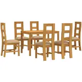 vidaXL Eetkamerset 7 st Beige Massief Eikenhout