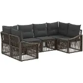 vidaXL Tuinset met 6 zitplaatsen, grijs, polyrotan