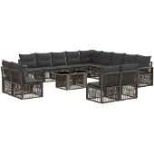 vidaXL Tuinbank Set 14 st Grijs en Donkergrijs poly rattan