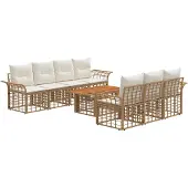 vidaXL Tuinbankenset 8 st Natuurlijk en Crème Wit poly rattan