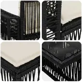 vidaXL Tuinbank Set 7 st Zwart en Crème Wit poly rattan
