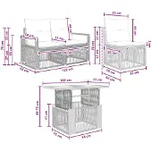 vidaXL Tuinbank Set 9 st Grijs en Donkergrijs poly rattan